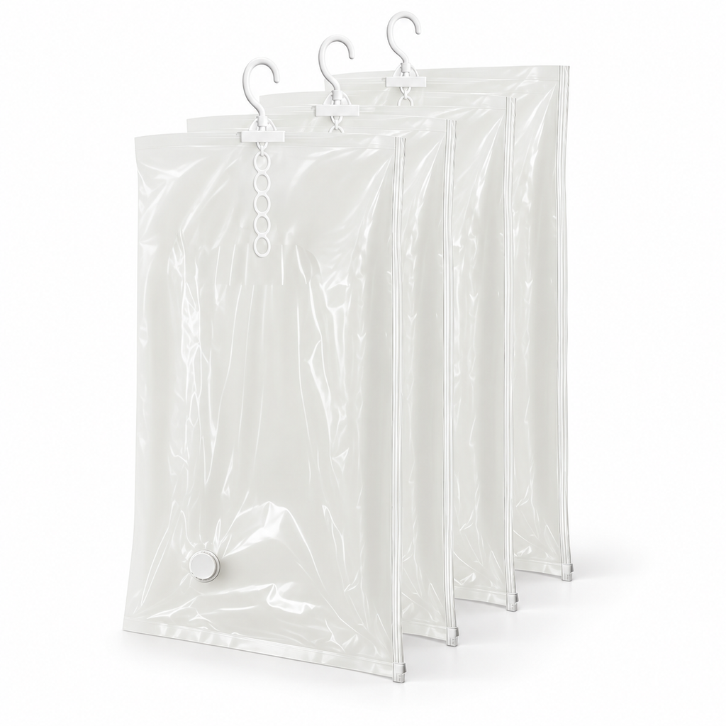 Kit 4 Sacos a Vácuo para Cabide 70x145cm Hanger Plus Baú