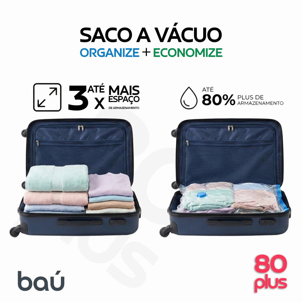 Kit 5 Sacos a Vácuo Grande (60x80cm) + Bomba Power Sug Grátis | Ideal para Roupas e Viagem