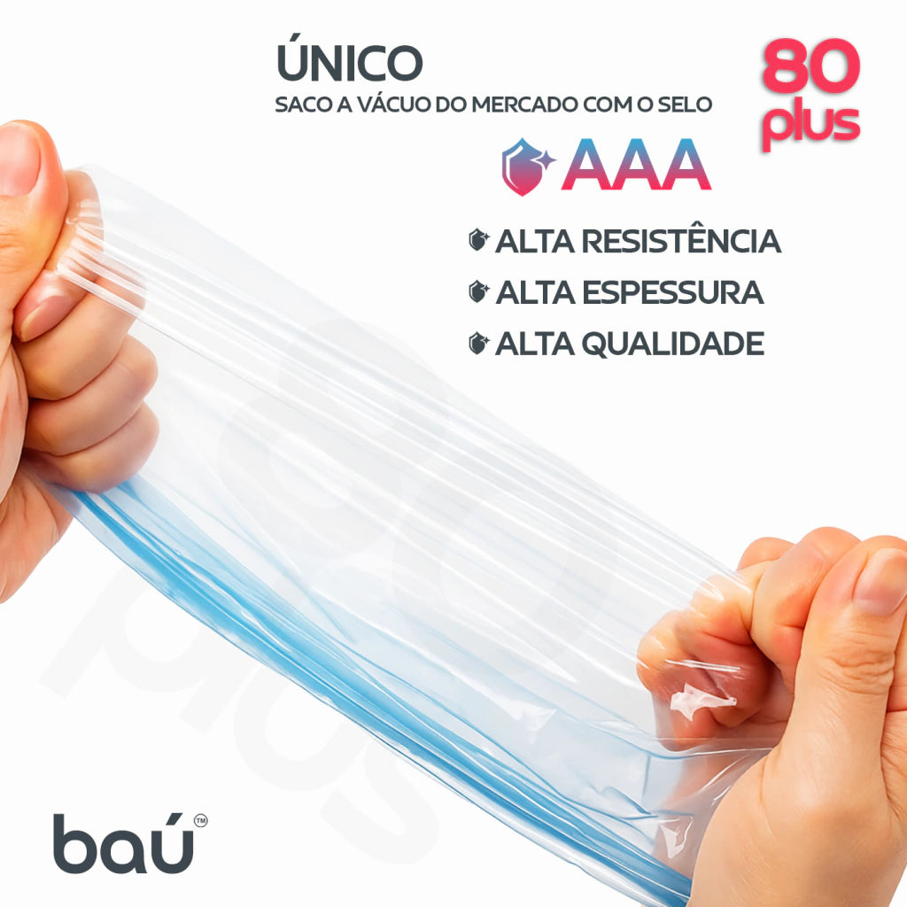 Kit 10 Sacos a Vácuo (M/G/XG) Premium + Bomba Eletric Sug Bivolt | Baú 80 Plus