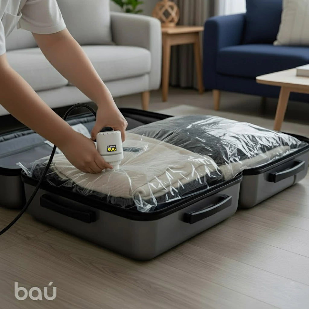Kit 10 Sacos a Vácuo (M/G/XG) Premium + Bomba Eletric Sug Bivolt | Baú 80 Plus