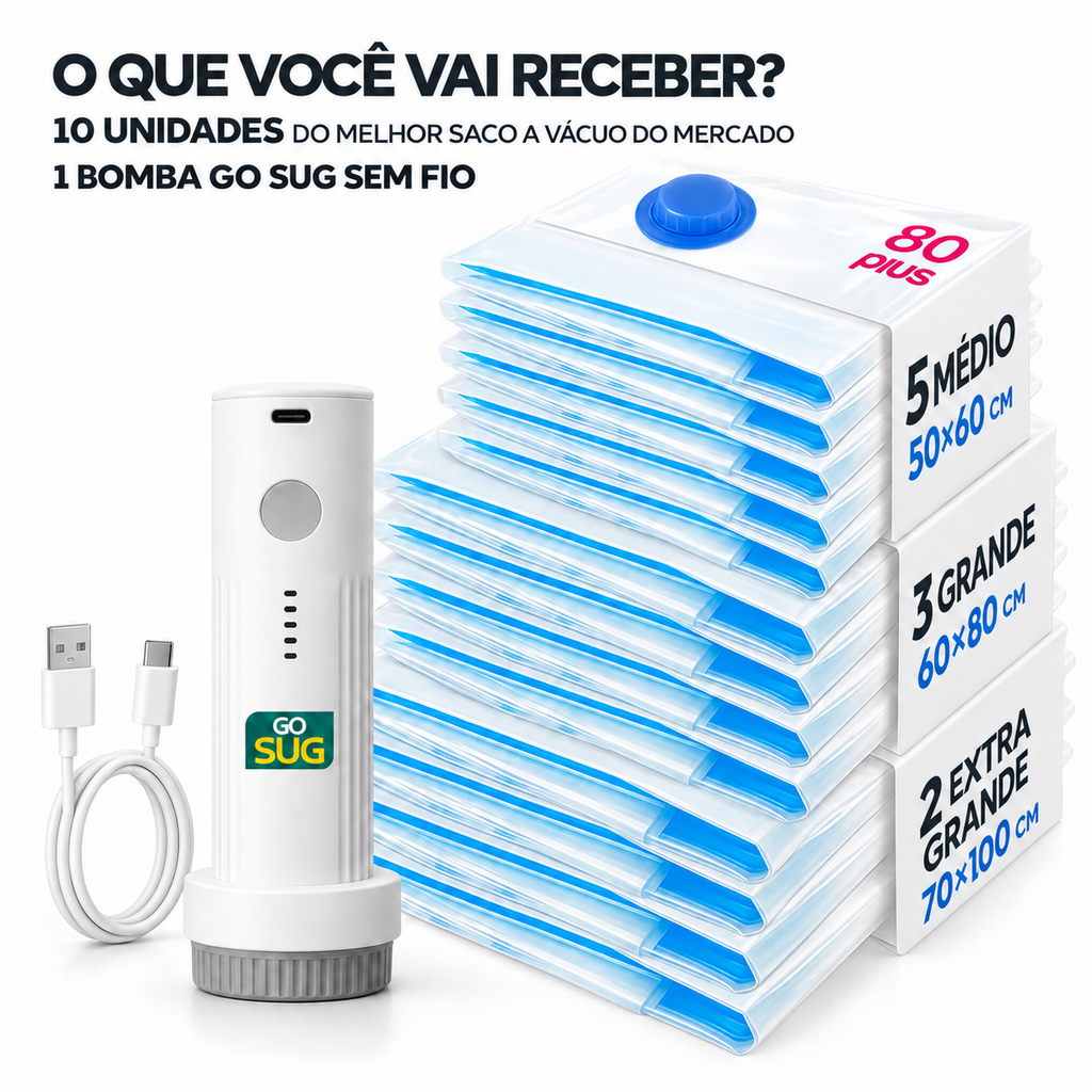 10 Saco a vácuo com bomba elétrica sem fio
