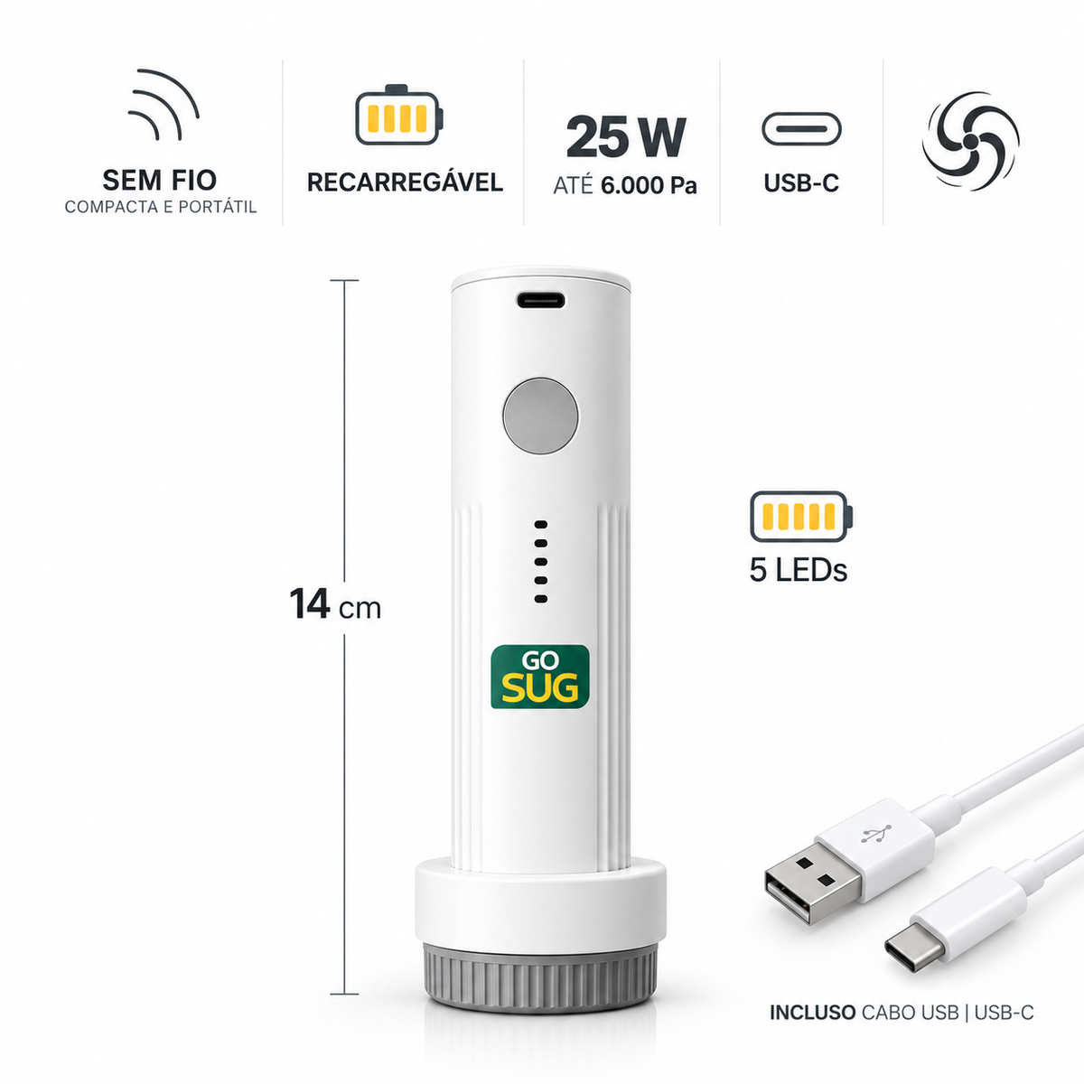 Kit 10 Sacos a Vácuo (M/G/XG) Premium + Bomba Go Sug Sem Fio | Baú 80 Plus