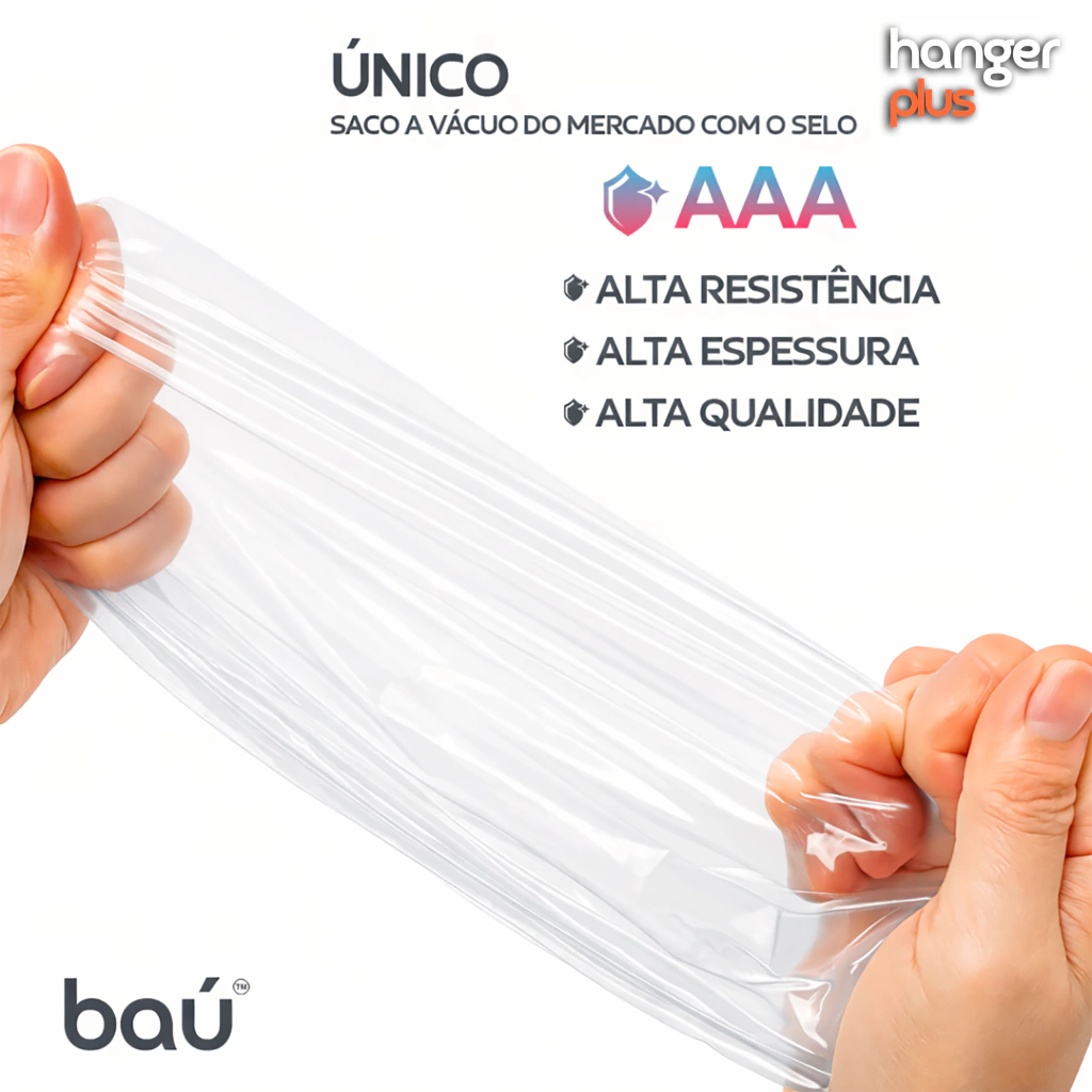 Kit 4 Sacos a Vácuo para Cabide 70x145cm Hanger Plus Baú