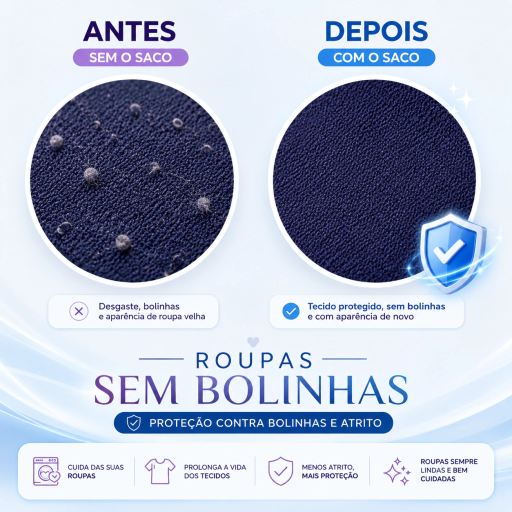 Kit 5 Sacos Para Lavar E Secar Roupas Variados Wash Plus Baú