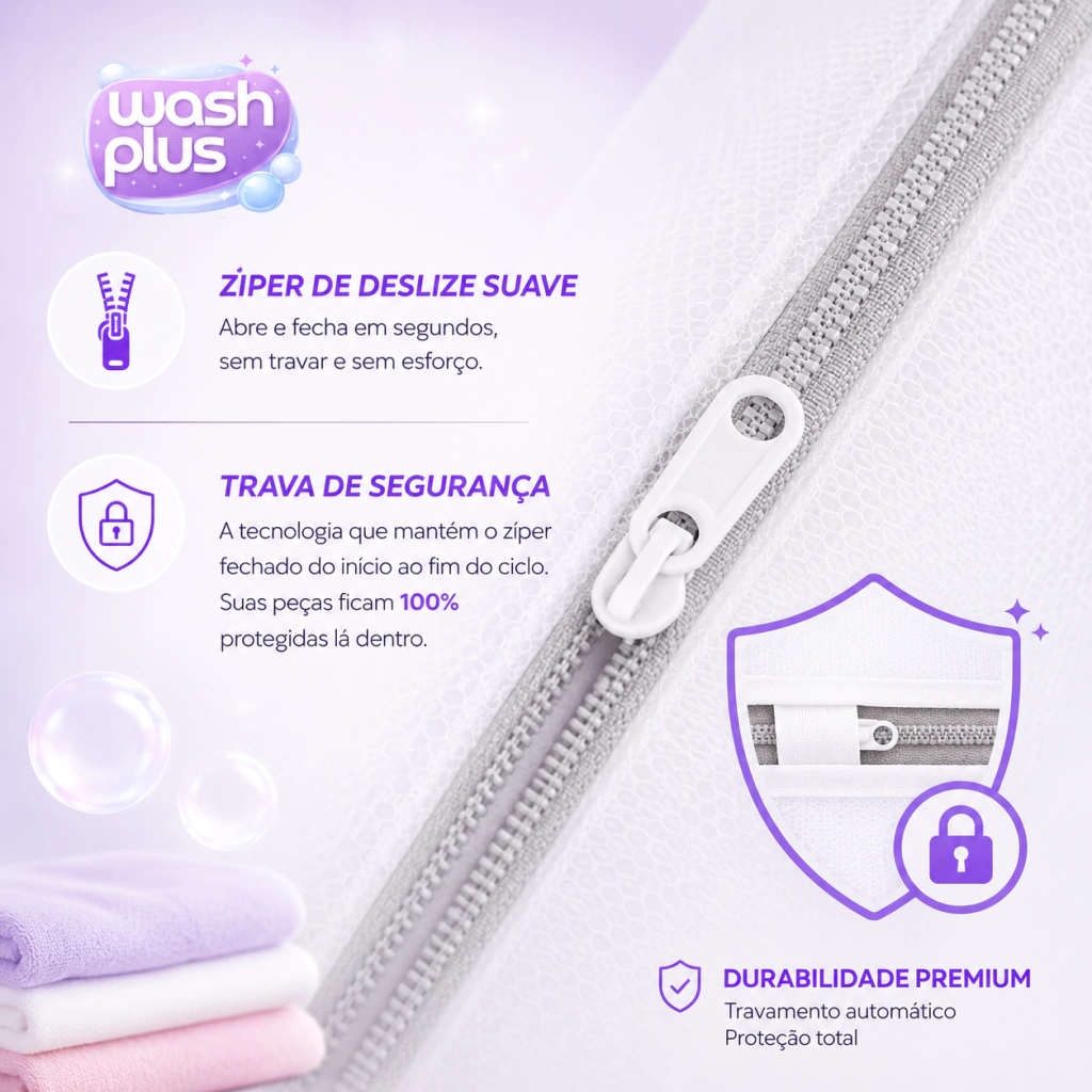 Kit 5 Sacos Para Lavar E Secar Roupas Variados Wash Plus Baú