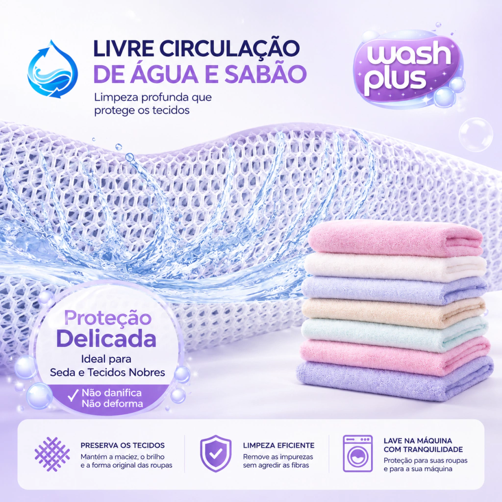 Kit 5 Sacos Para Lavar E Secar Roupas Variados Wash Plus Baú