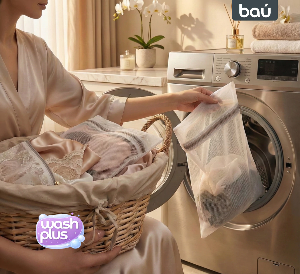 Kit 5 Sacos Para Lavar E Secar Roupas Variados Wash Plus Baú